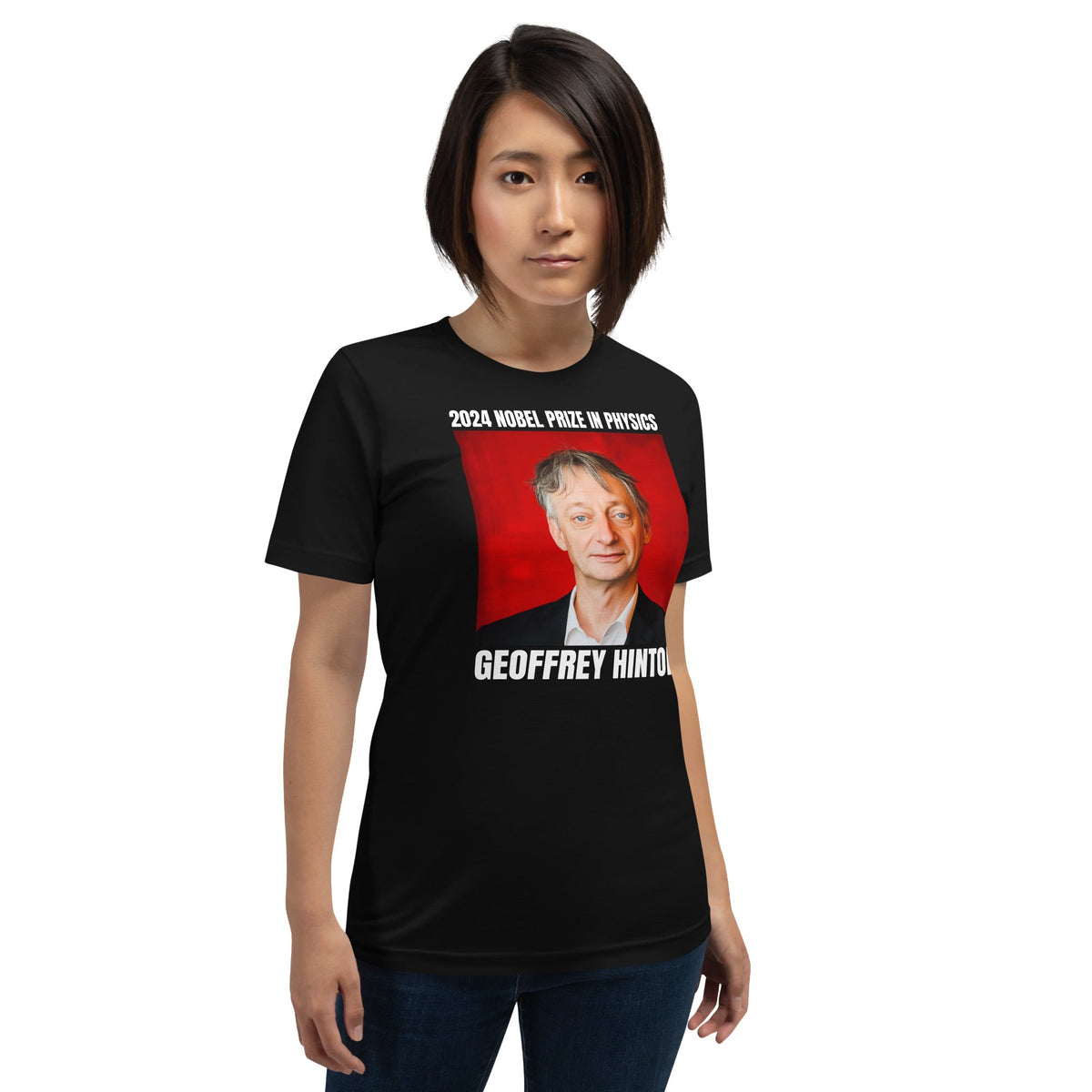 Image of the 2024 Nobel Prize in Physics Geoffrey Hinton T-Shirt (unisex).