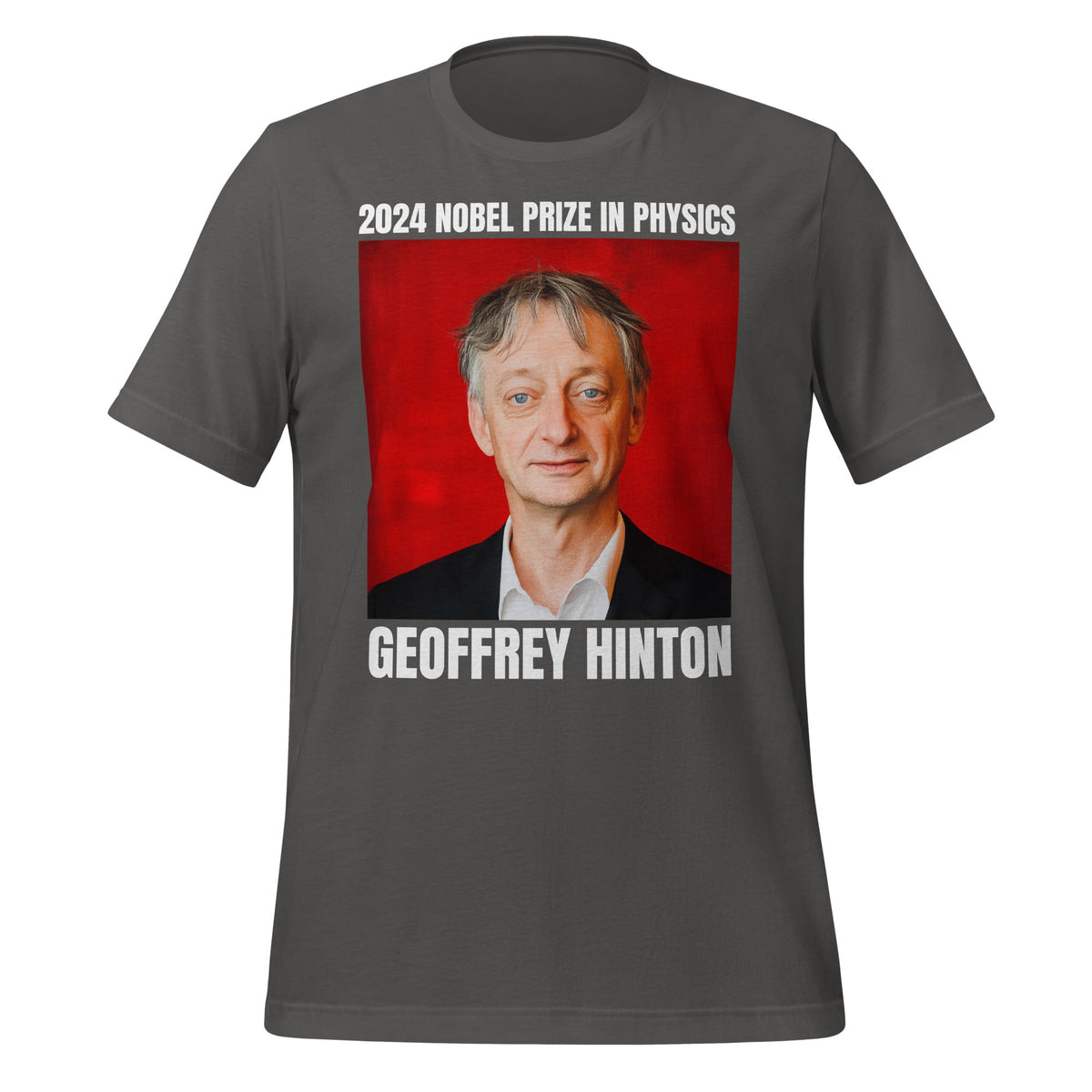 Image of the 2024 Nobel Prize in Physics Geoffrey Hinton T-Shirt (unisex) Asphalt / M.