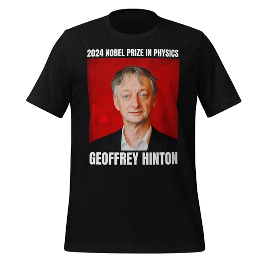Image of the 2024 Nobel Prize in Physics Geoffrey Hinton T-Shirt (unisex) Black / M.
