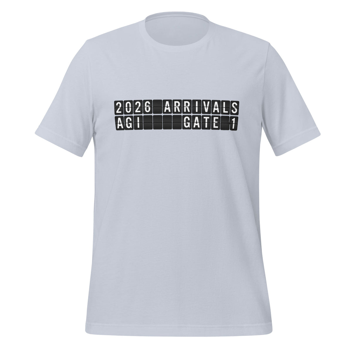 Image of the 2026 AGI Arrival T-Shirt (unisex) Light Blue / XS.