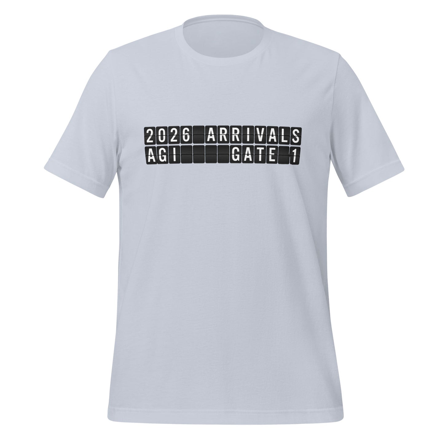 Image of the 2026 AGI Arrival T-Shirt (unisex) Light Blue / XS.