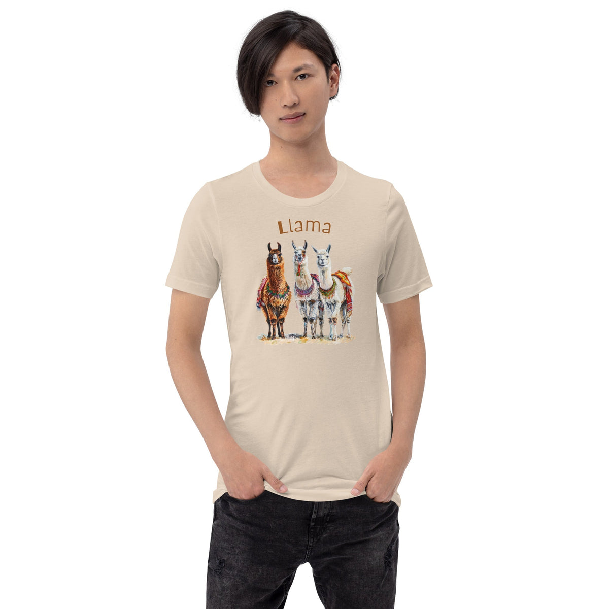 Image of the 3 Llama Llamas T-Shirt (unisex).