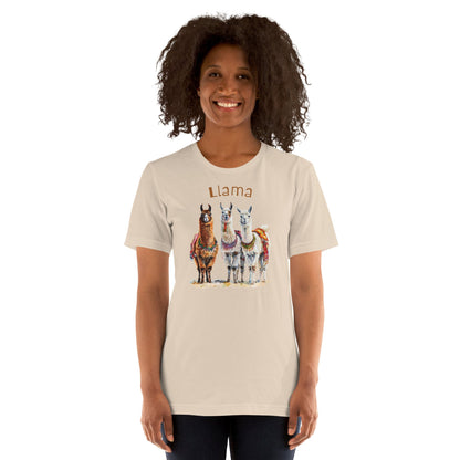 Image of the 3 Llama Llamas T-Shirt (unisex).