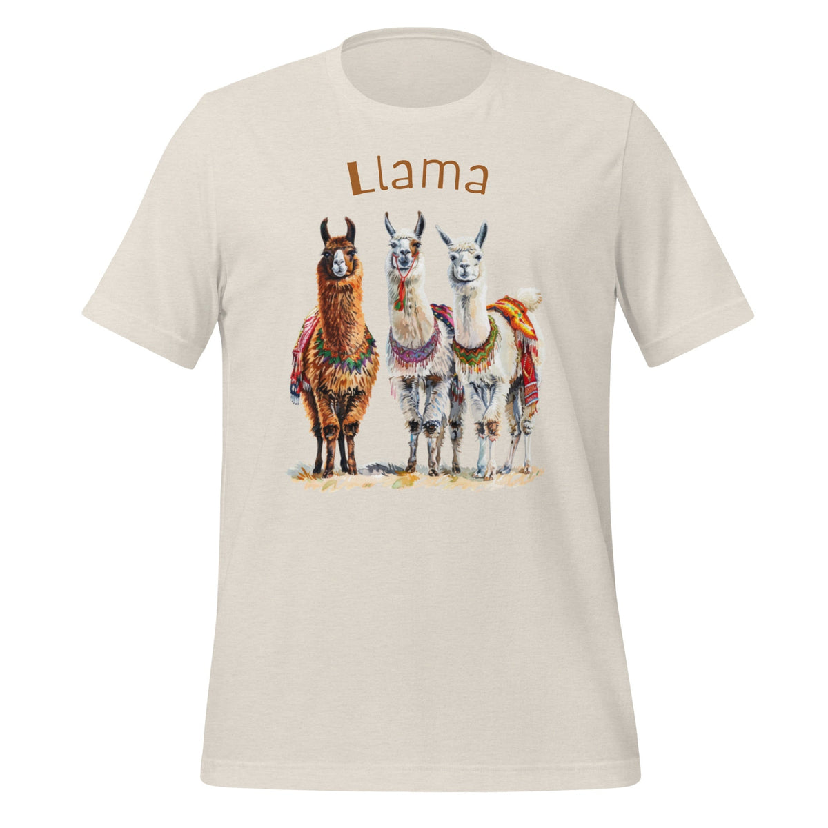 Image of the 3 Llama Llamas T-Shirt (unisex) Heather Dust / M.