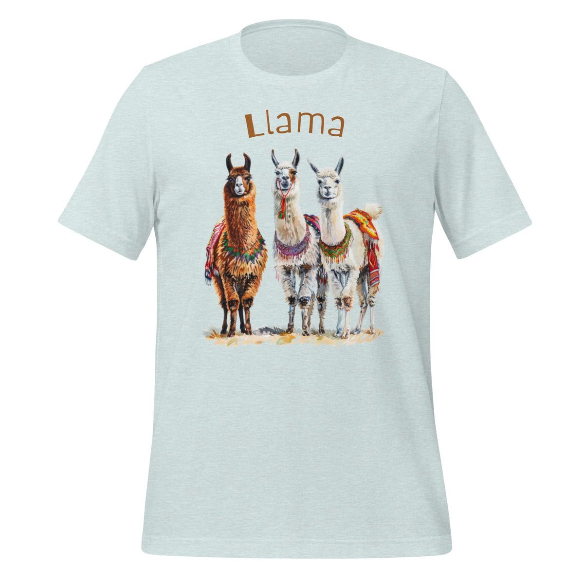 Image of the 3 Llama Llamas T-Shirt (unisex) Heather Prism Ice Blue / M.