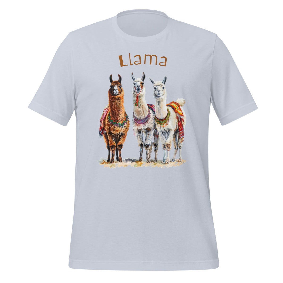 Image of the 3 Llama Llamas T-Shirt (unisex) Light Blue / M.