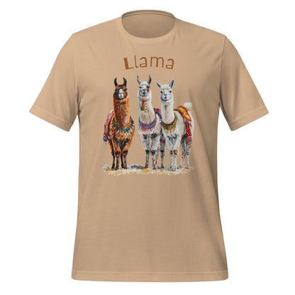 Image of the 3 Llama Llamas T-Shirt (unisex) Tan / M.