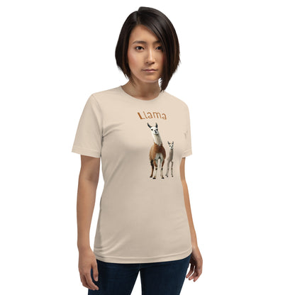 Mockup image of the 3 Llamas by Llama 3 T-Shirt (unisex).