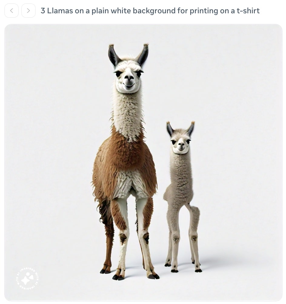 Mockup image of the 3 Llamas by Llama 3 T-Shirt (unisex).