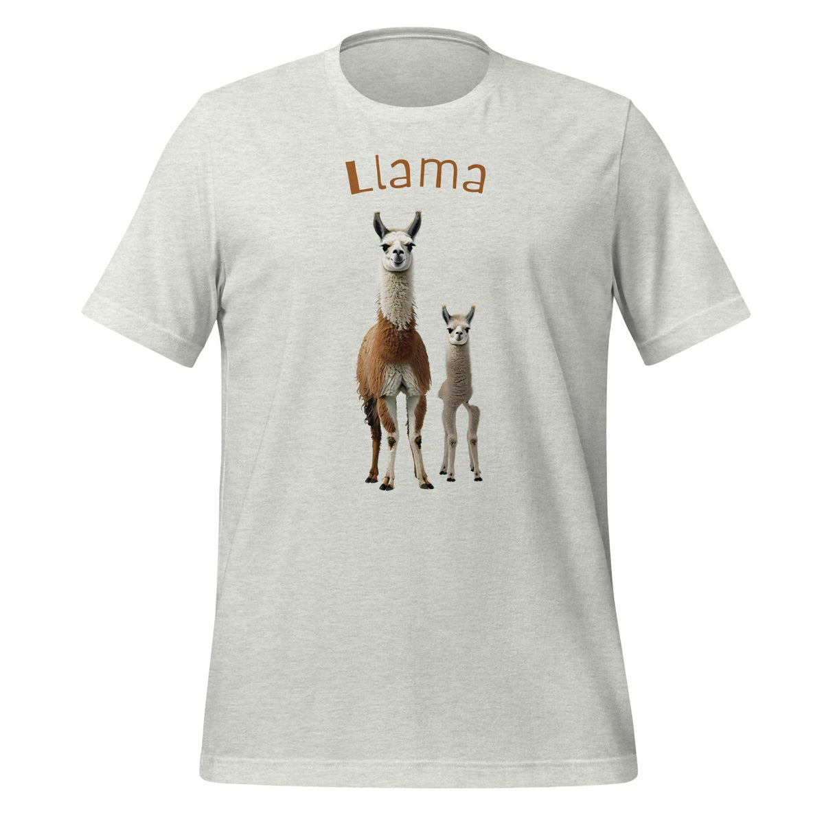 Mockup image of the 3 Llamas by Llama 3 T-Shirt (unisex) Ash / M.