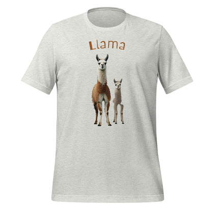 Mockup image of the 3 Llamas by Llama 3 T-Shirt (unisex) Ash / M.