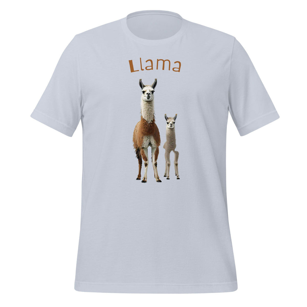 Mockup image of the 3 Llamas by Llama 3 T-Shirt (unisex) Light Blue / M.