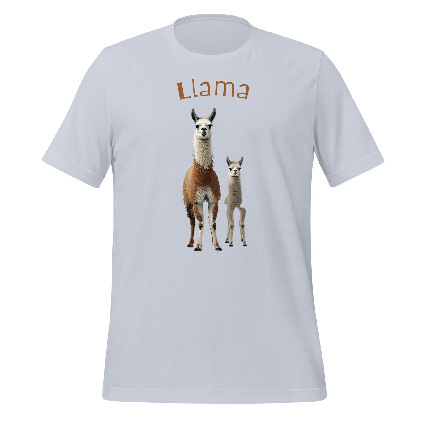 Mockup image of the 3 Llamas by Llama 3 T-Shirt (unisex) Light Blue / M.