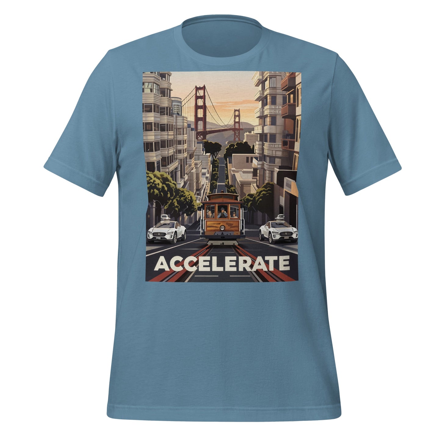 Image of the Accelerate San Francisco T-Shirt (unisex) Steel Blue / M.