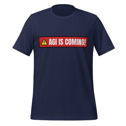 Image of the AGI IS COMING! Warning T-Shirt (unisex) Navy / M.