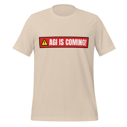 Image of the AGI IS COMING! Warning T-Shirt (unisex) Soft Cream / M.