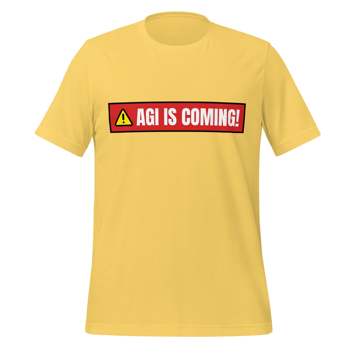 Image of the AGI IS COMING! Warning T-Shirt (unisex) Yellow / M.