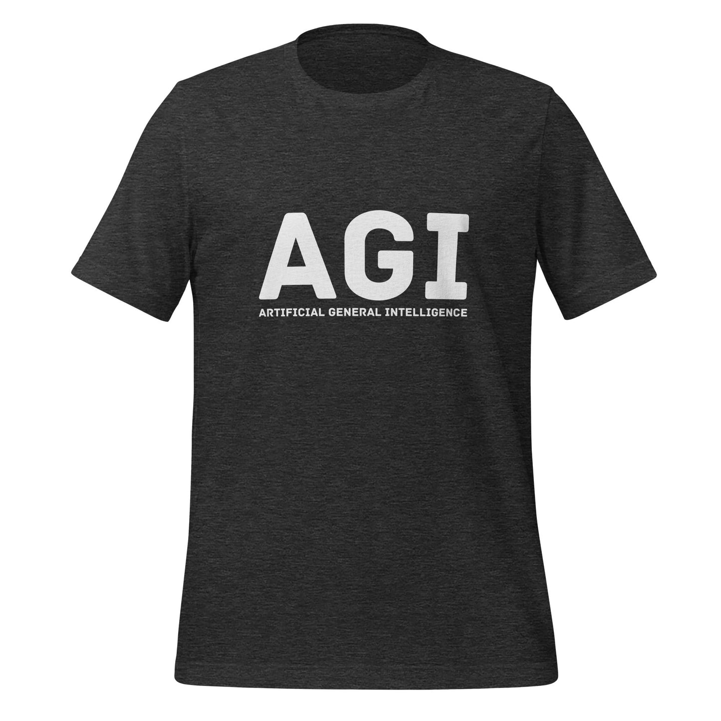 Product mockup photo of the AGI T Shirt 1 (unisex) Dark Grey Heather / M.