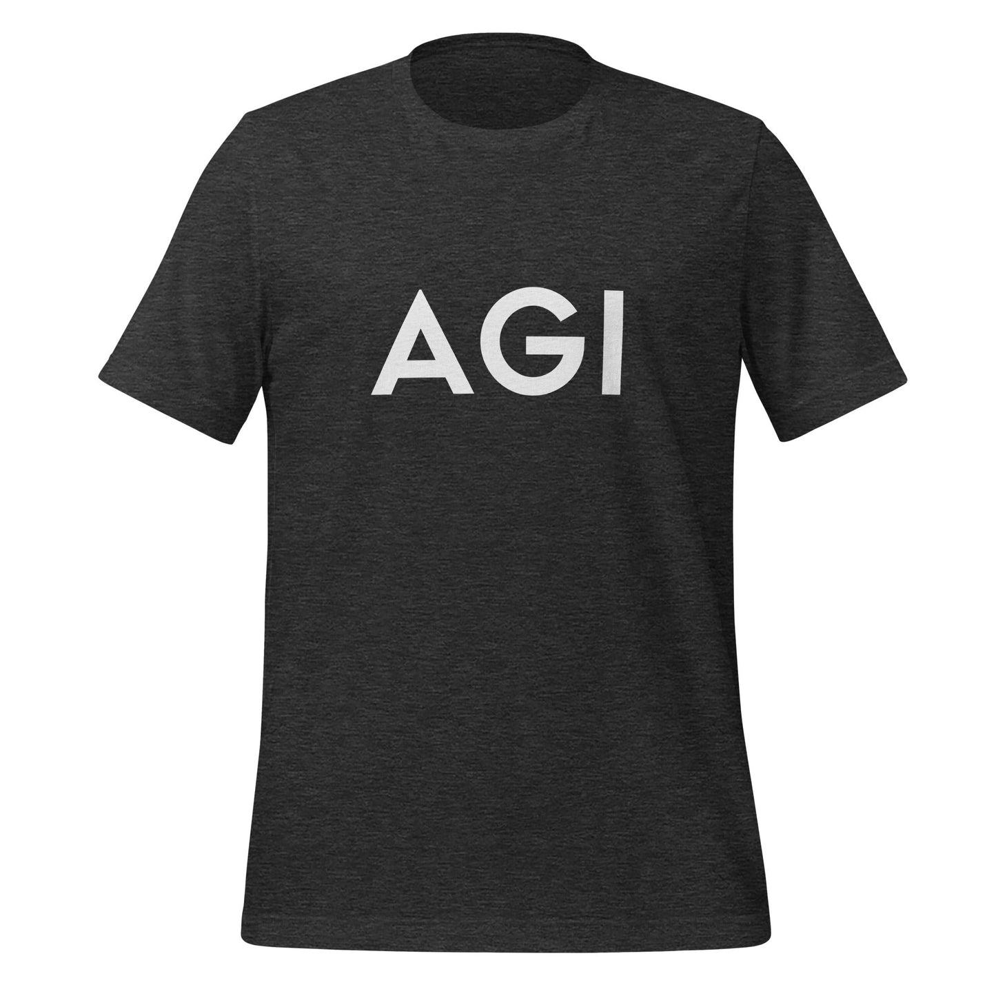 Product mockup photo of the AGI T Shirt 2 (unisex) Dark Grey Heather / M.