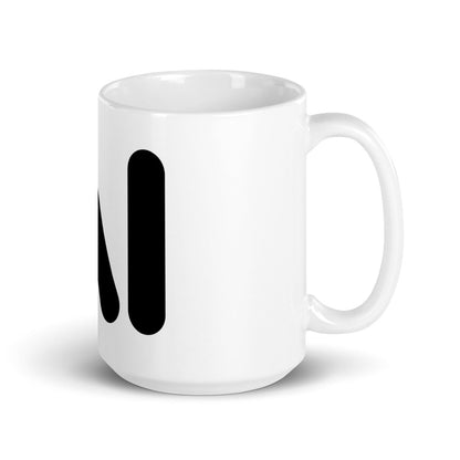 Image of the AI Black Logo on White Glossy Mug.
