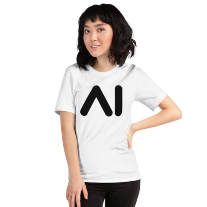 Product mockup photo of the AI Black Logo T Shirt (unisex).