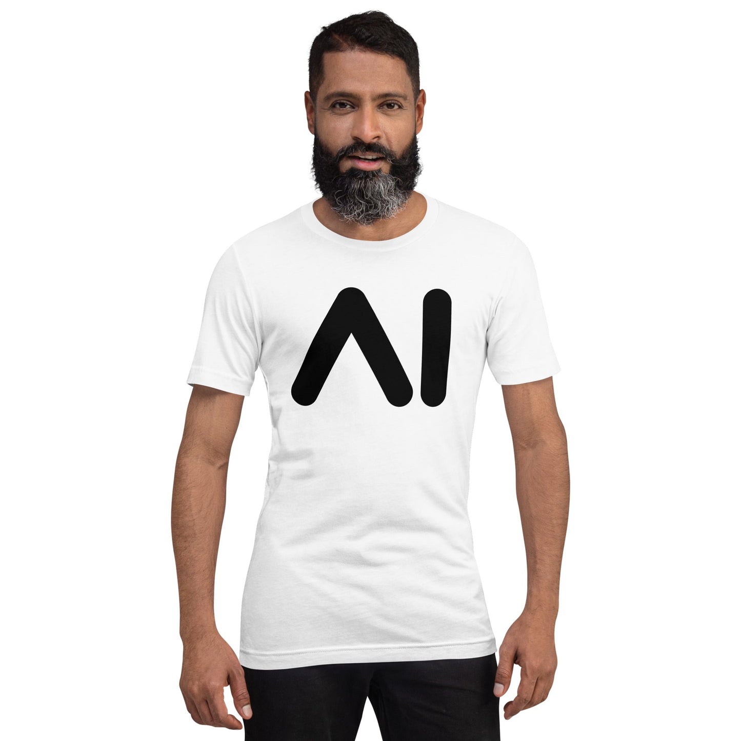 Product mockup photo of the AI Black Logo T Shirt (unisex).