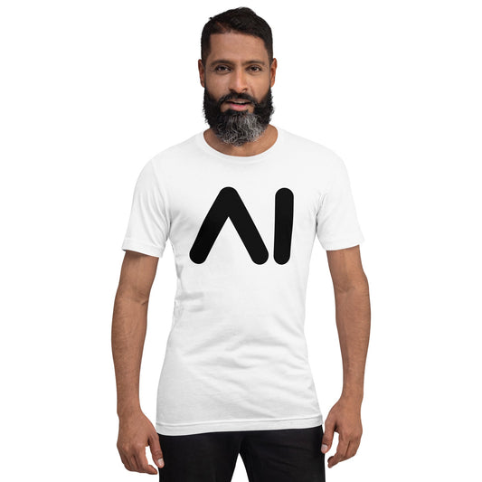 Product mockup photo of the AI Black Logo T Shirt (unisex).