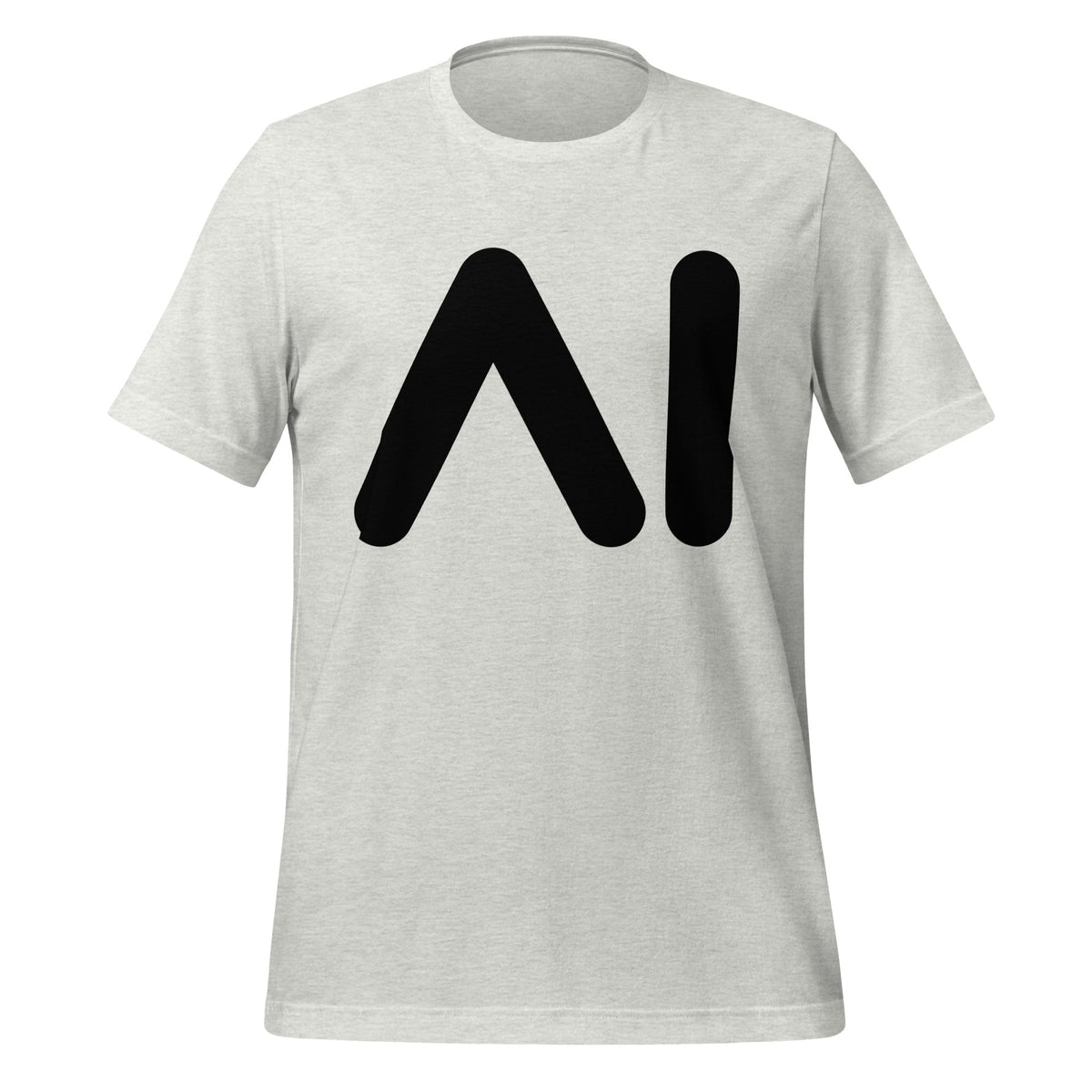 Product mockup photo of the AI Black Logo T Shirt (unisex) Ash / M.
