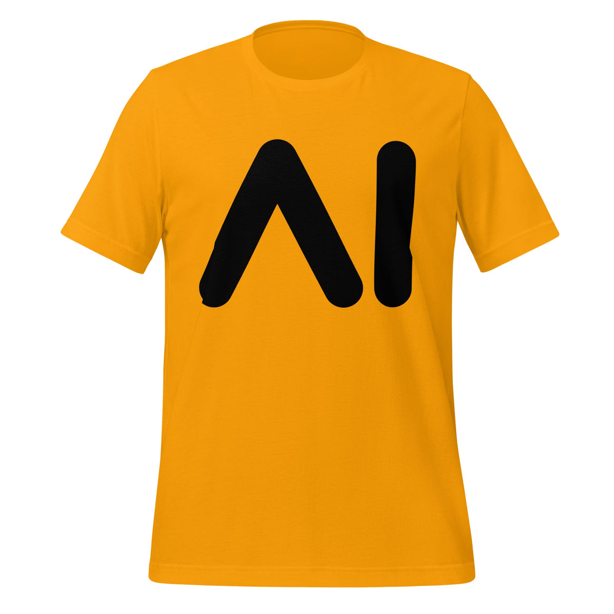 Product mockup photo of the AI Black Logo T Shirt (unisex) Gold / M.