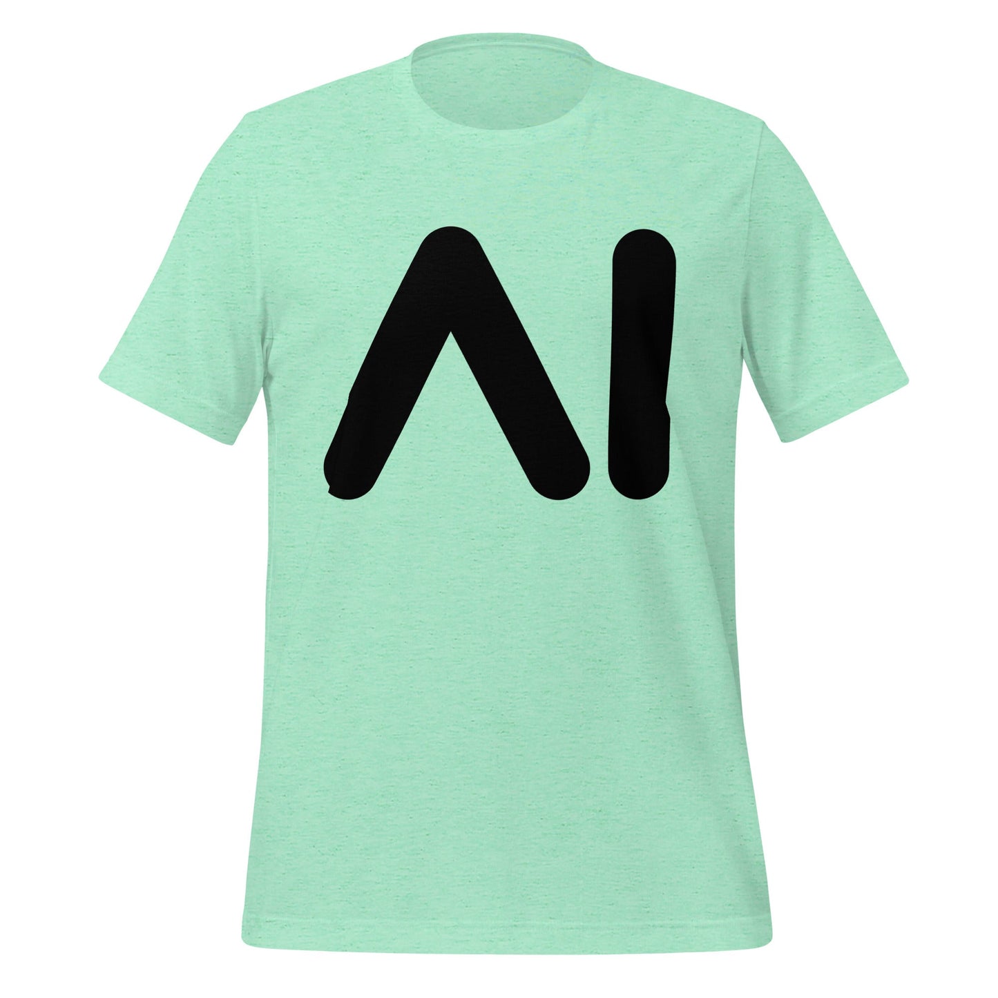 Product mockup photo of the AI Black Logo T Shirt (unisex) Heather Mint / M.