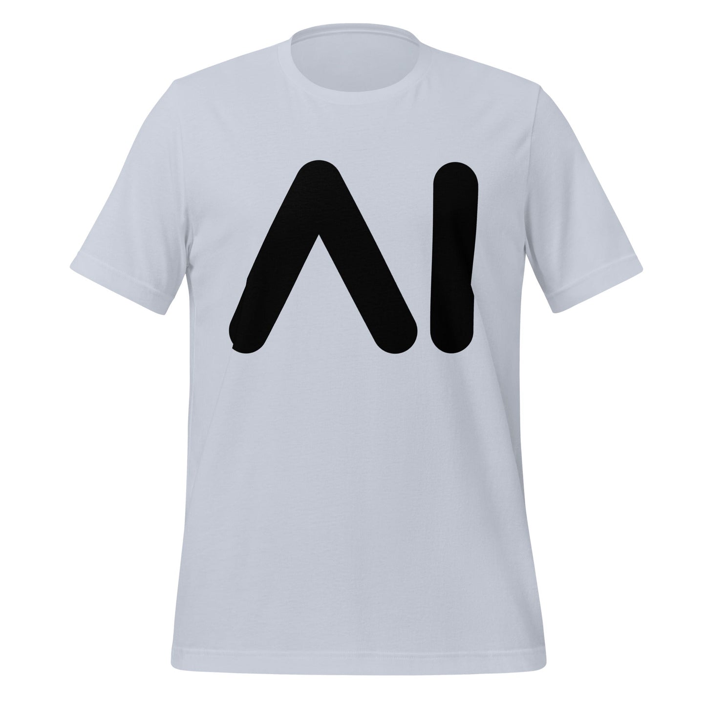 Product mockup photo of the AI Black Logo T Shirt (unisex) Light Blue / M.