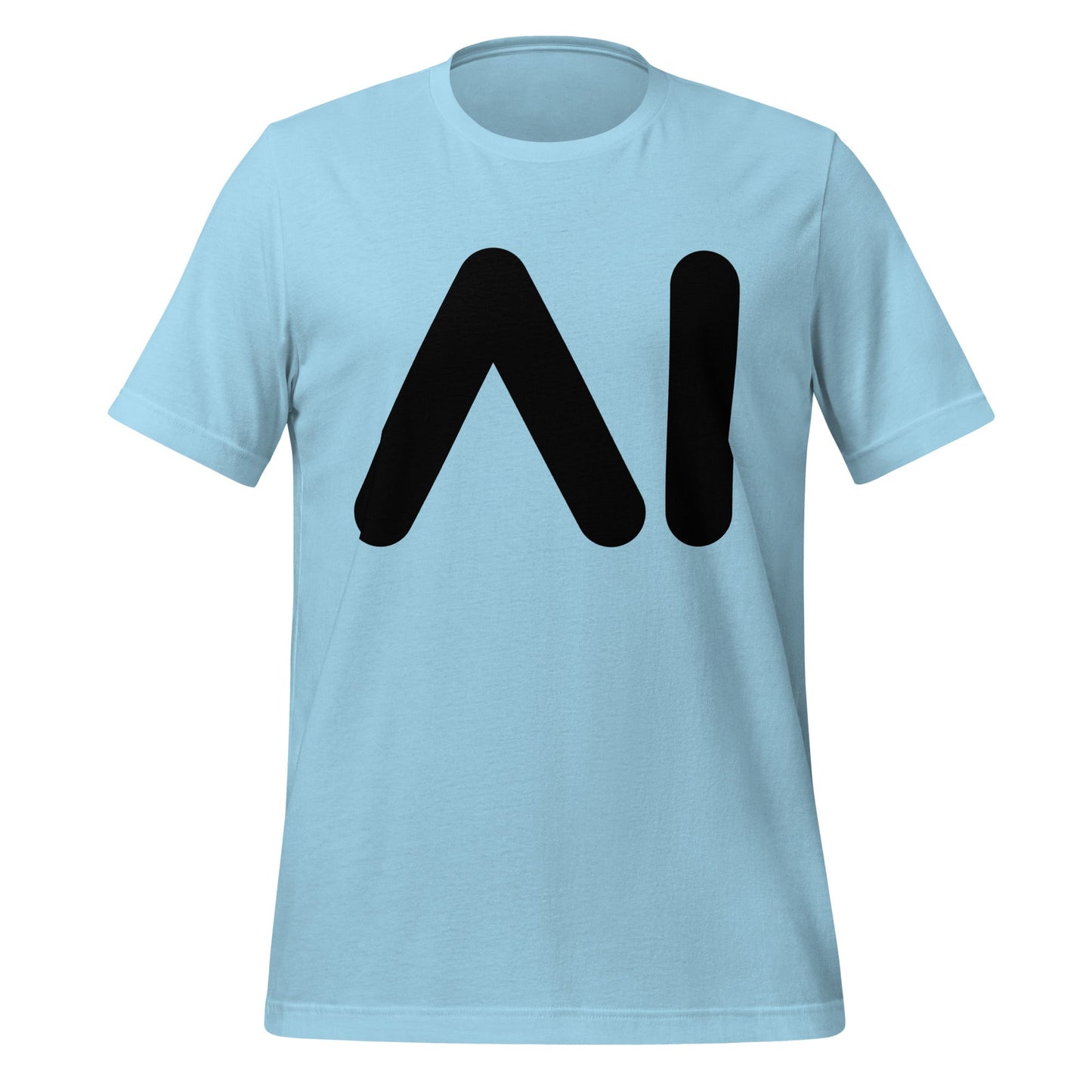 Product mockup photo of the AI Black Logo T Shirt (unisex) Ocean Blue / M.