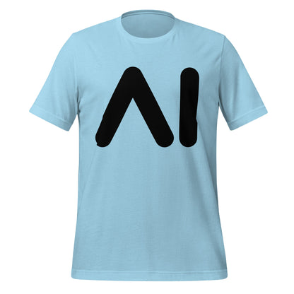 Product mockup photo of the AI Black Logo T Shirt (unisex) Ocean Blue / M.