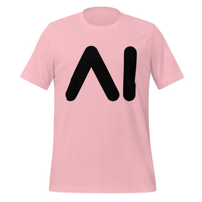 Product mockup photo of the AI Black Logo T Shirt (unisex) Pink / M.