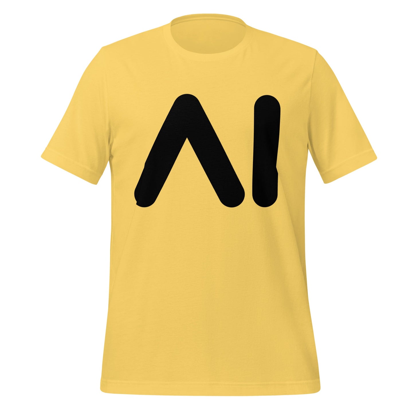 Product mockup photo of the AI Black Logo T Shirt (unisex) Yellow / M.