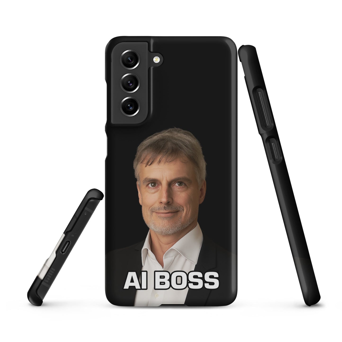 Image of the AI BOSS Jürgen Schmidhuber Snap Case for Samsung Samsung Galaxy S21 FE.