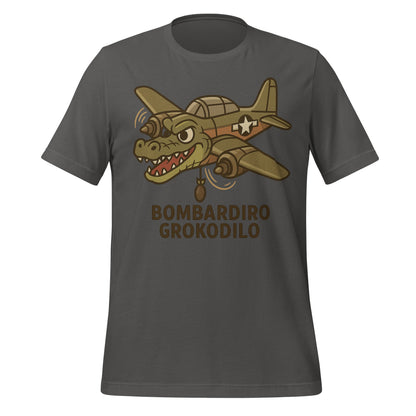 Image of the AI Brainrot Character BOMBARDIRO GROKODILO T-Shirt (unisex) Asphalt / M.