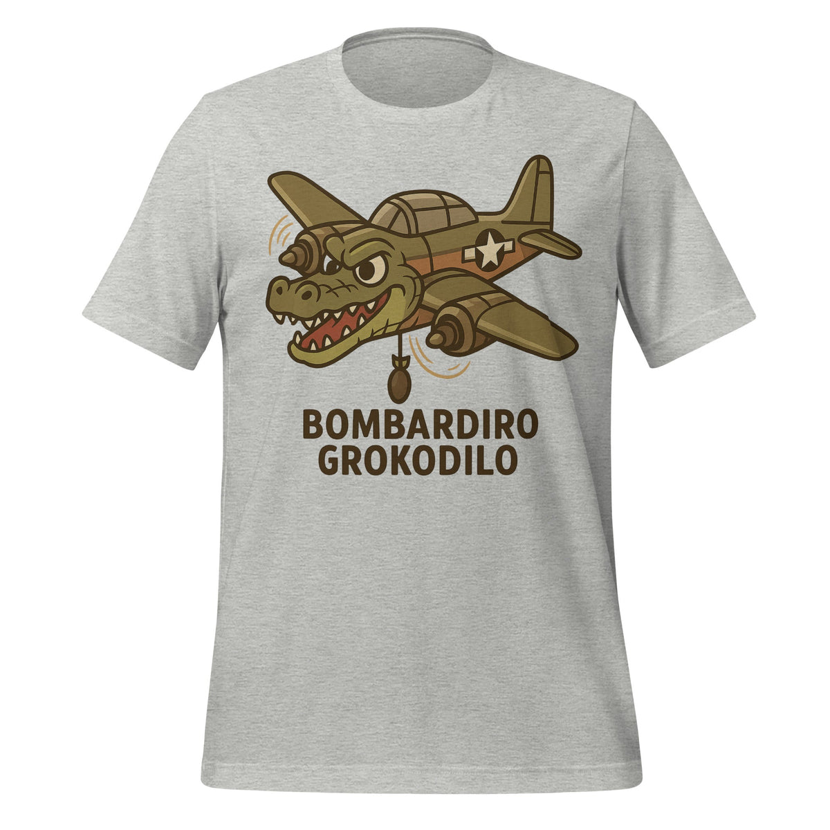 Image of the AI Brainrot Character BOMBARDIRO GROKODILO T-Shirt (unisex) Athletic Heather / M.