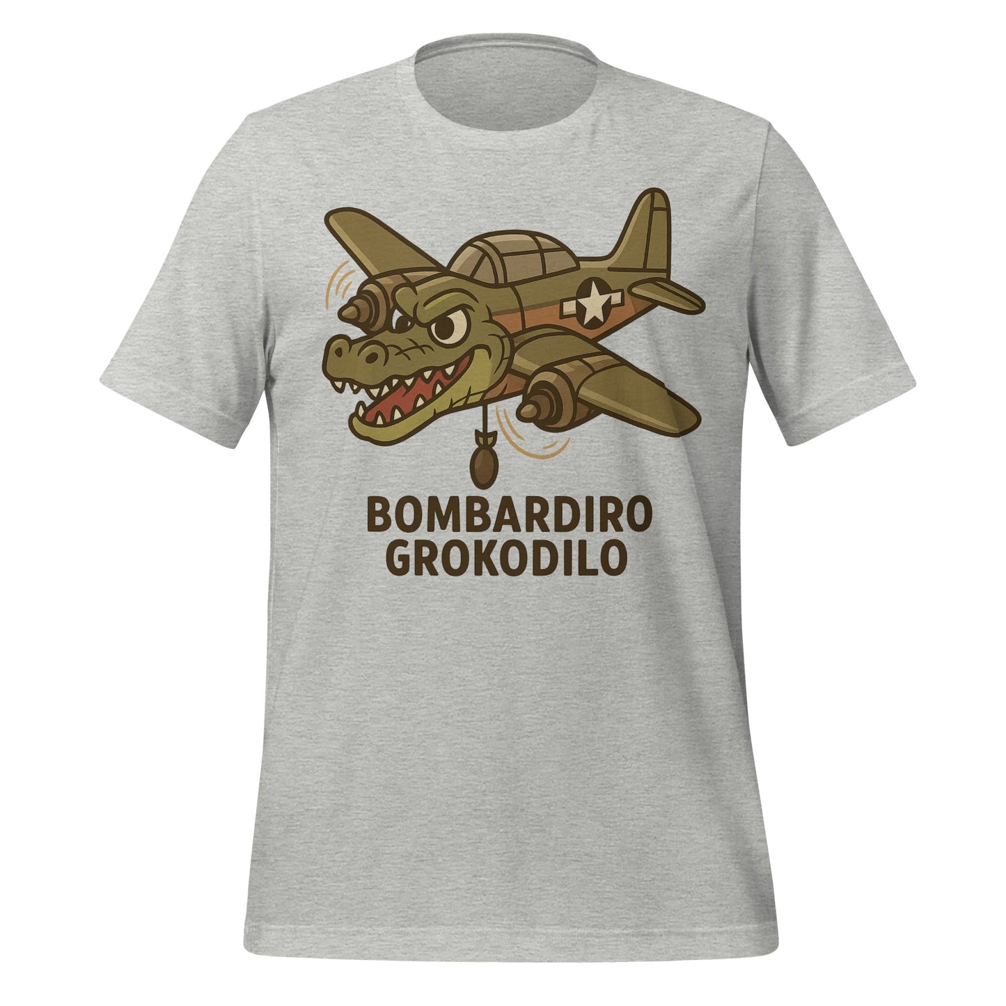 Image of the AI Brainrot Character BOMBARDIRO GROKODILO T-Shirt (unisex) Athletic Heather / M.