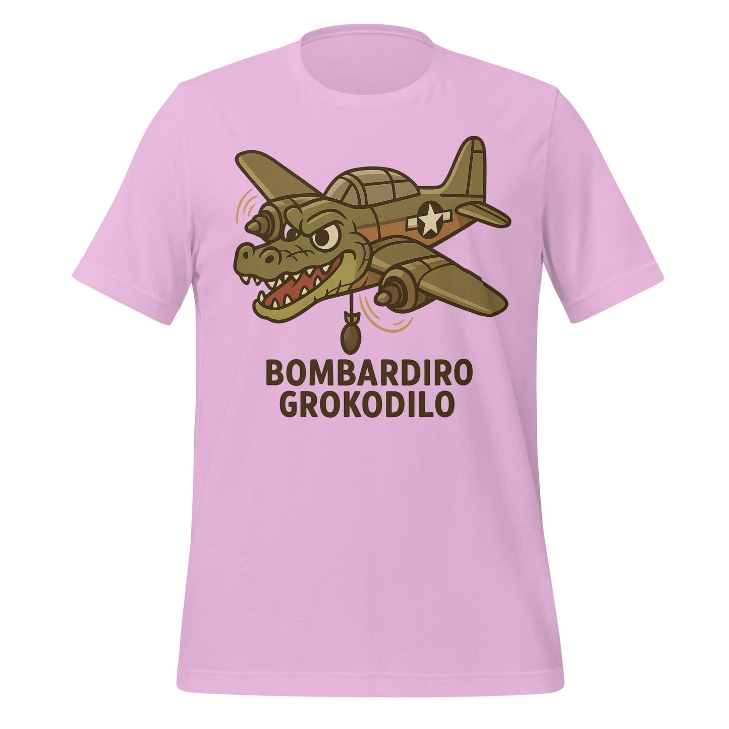 Image of the AI Brainrot Character BOMBARDIRO GROKODILO T-Shirt (unisex) Lilac / M.