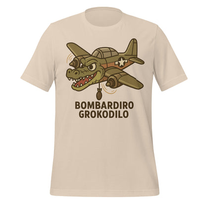 Image of the AI Brainrot Character BOMBARDIRO GROKODILO T-Shirt (unisex) Soft Cream / M.