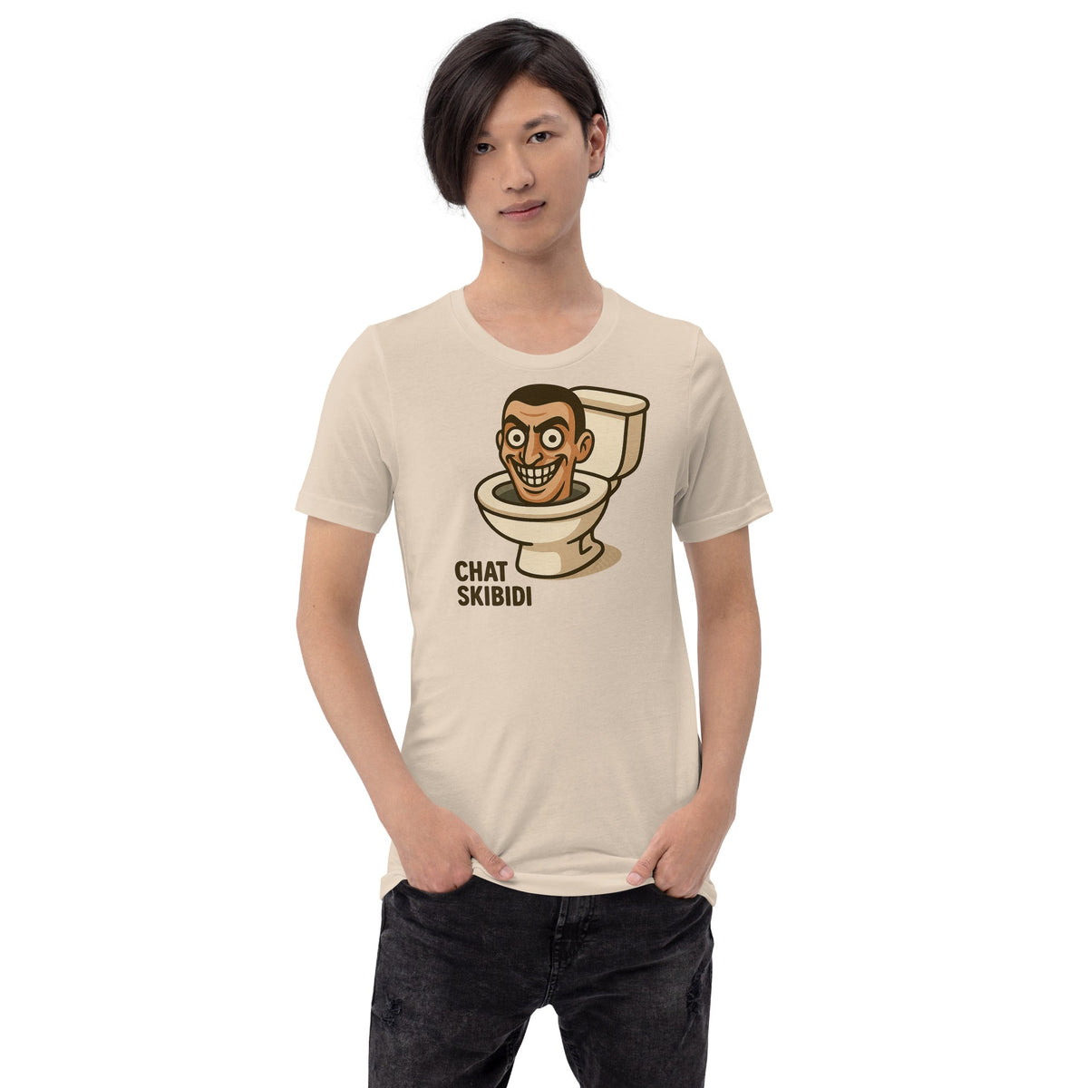 Image of the AI Brainrot Character CHAT SKIBIDI T-Shirt (unisex).