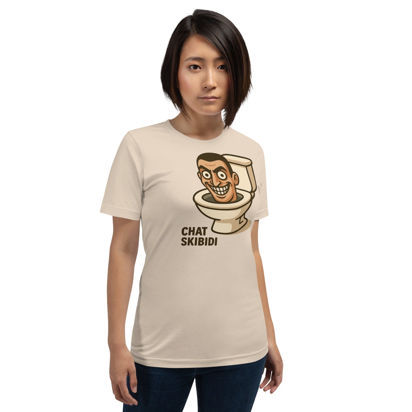 Image of the AI Brainrot Character CHAT SKIBIDI T-Shirt (unisex).