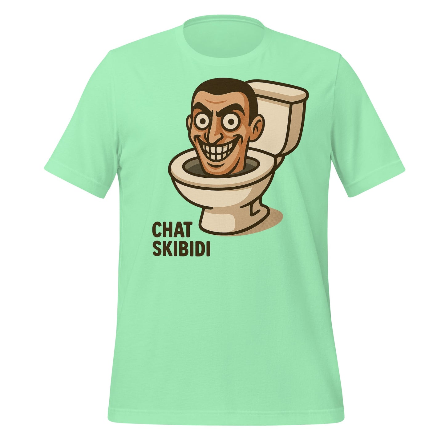 Image of the AI Brainrot Character CHAT SKIBIDI T-Shirt (unisex) Mint / XS.