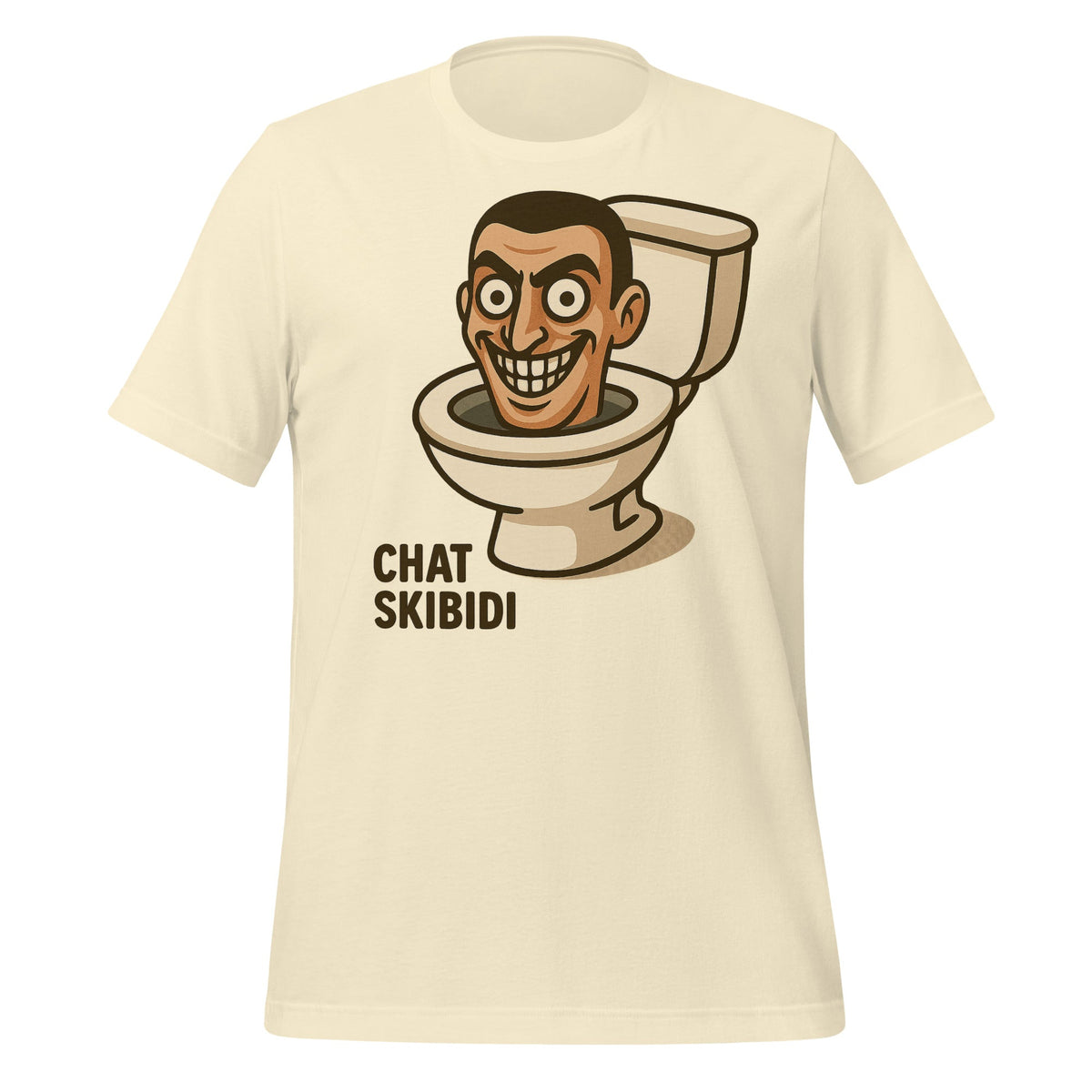Image of the AI Brainrot Character CHAT SKIBIDI T-Shirt (unisex) Natural / XS.