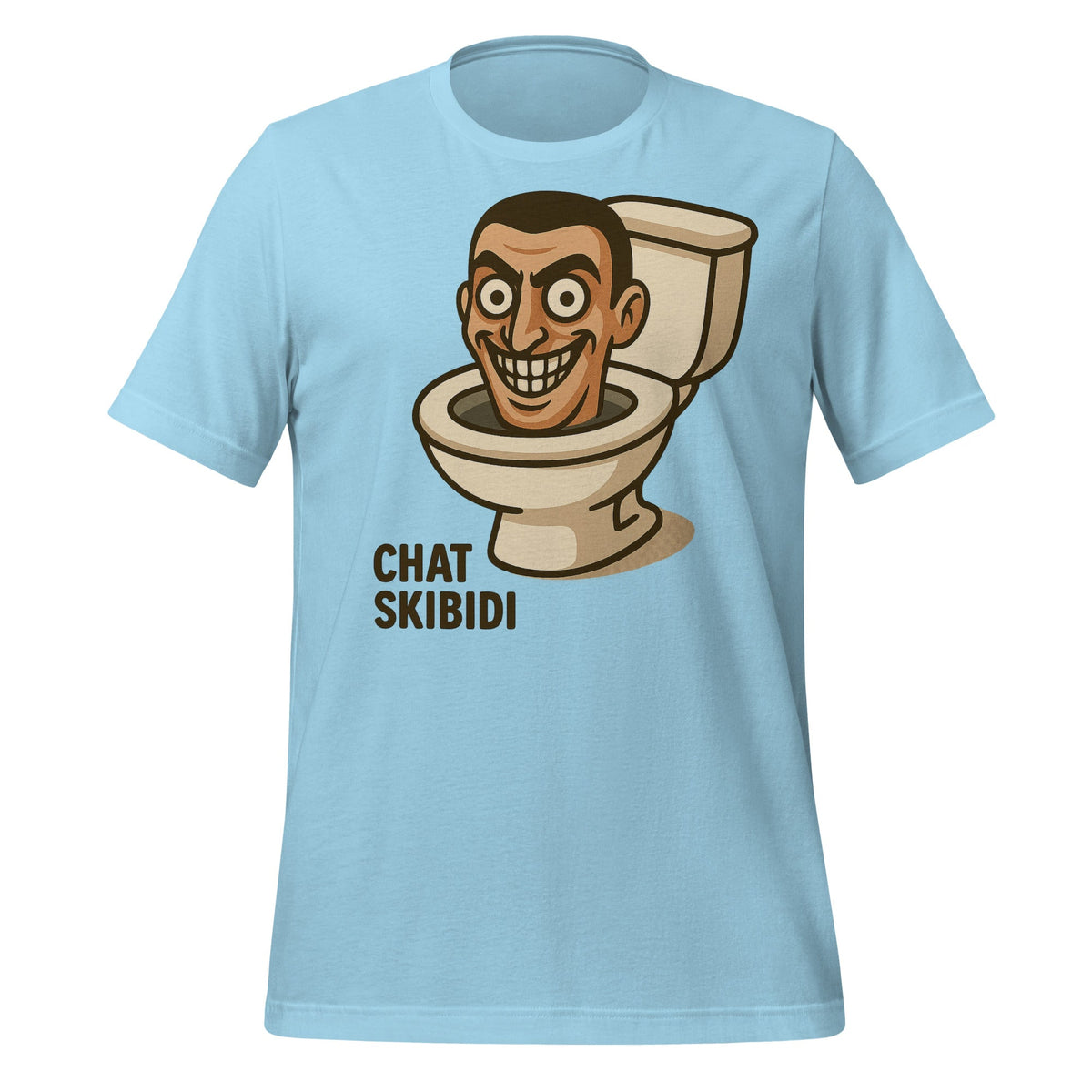 Image of the AI Brainrot Character CHAT SKIBIDI T-Shirt (unisex) Ocean Blue / S.