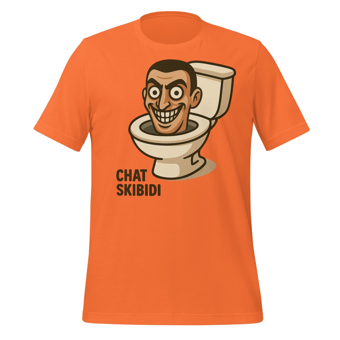 Image of the AI Brainrot Character CHAT SKIBIDI T-Shirt (unisex) Orange / XS.