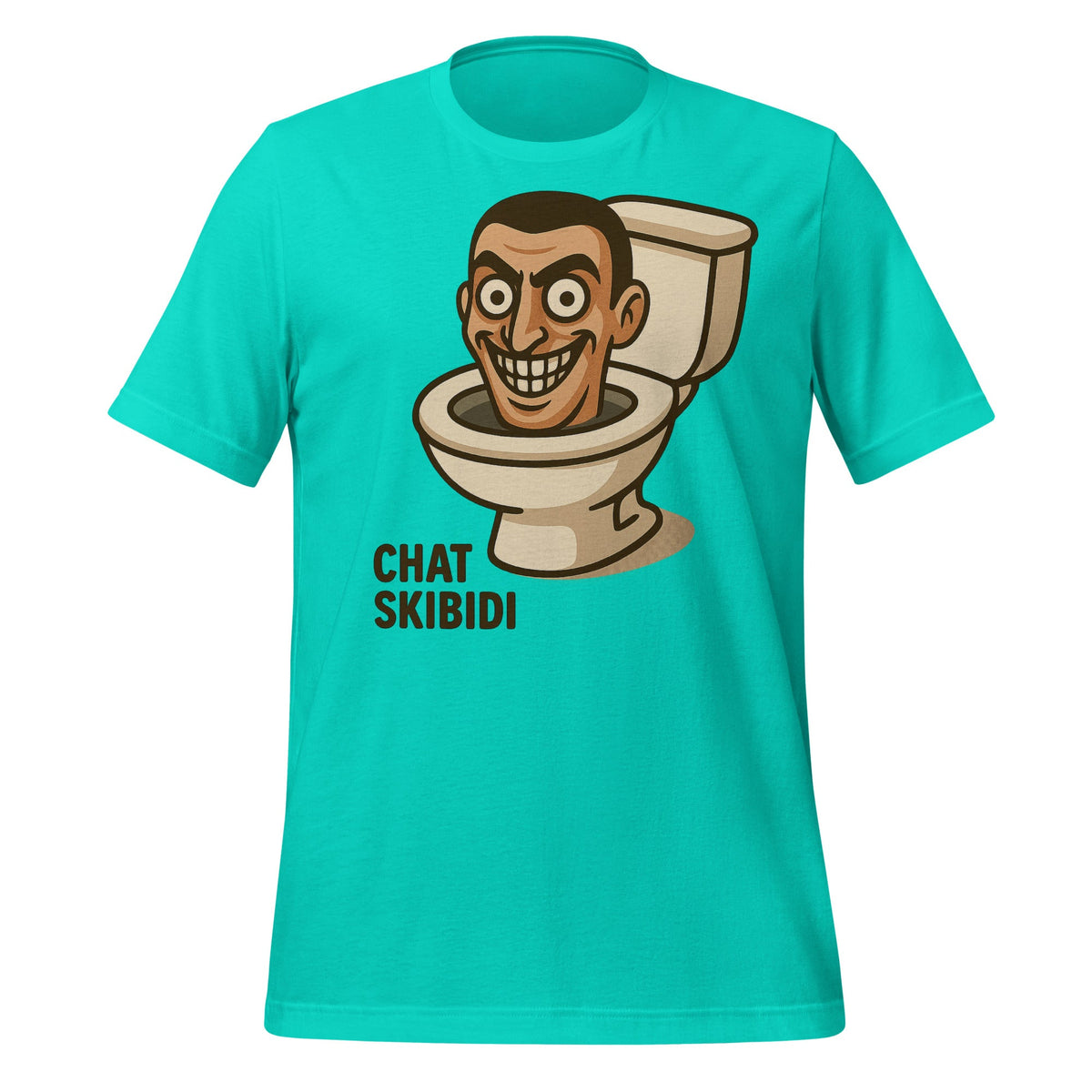 Image of the AI Brainrot Character CHAT SKIBIDI T-Shirt (unisex) Teal / XS.