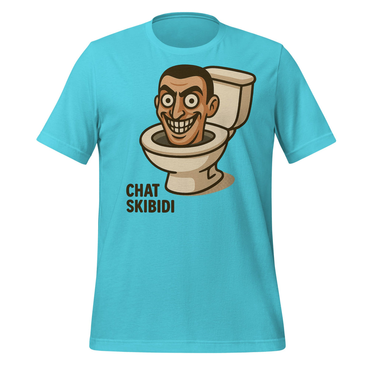 Image of the AI Brainrot Character CHAT SKIBIDI T-Shirt (unisex) Turquoise / XS.