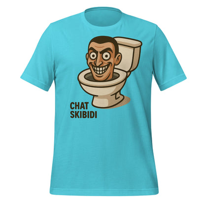 Image of the AI Brainrot Character CHAT SKIBIDI T-Shirt (unisex) Turquoise / XS.